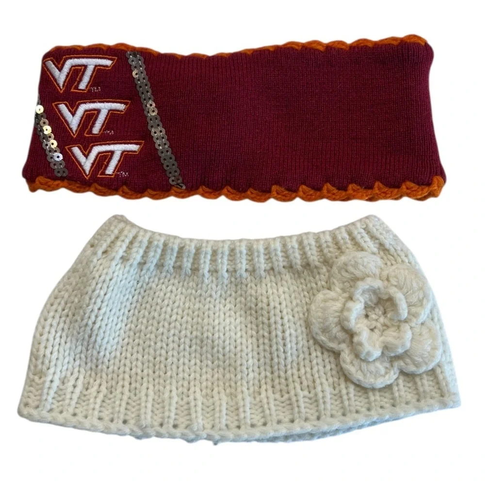 Lot of 2 Winter Knit Headbands – Virginia Tech Hokies & Cream Knit - Picture 8 of 8